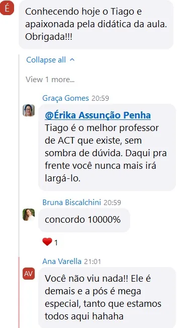 Depoimento de aluno 4 do Desafio Formulação de Caso ACT